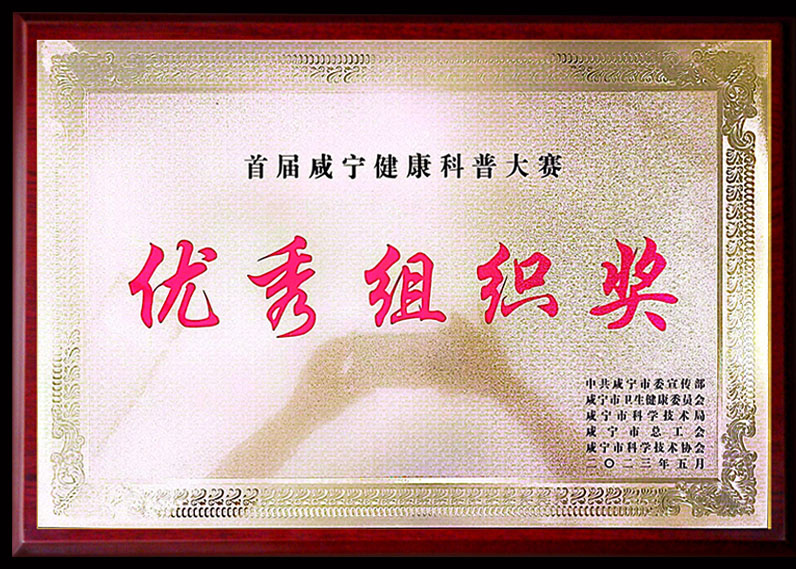 首届咸宁健康科普大赛 优秀组织奖
