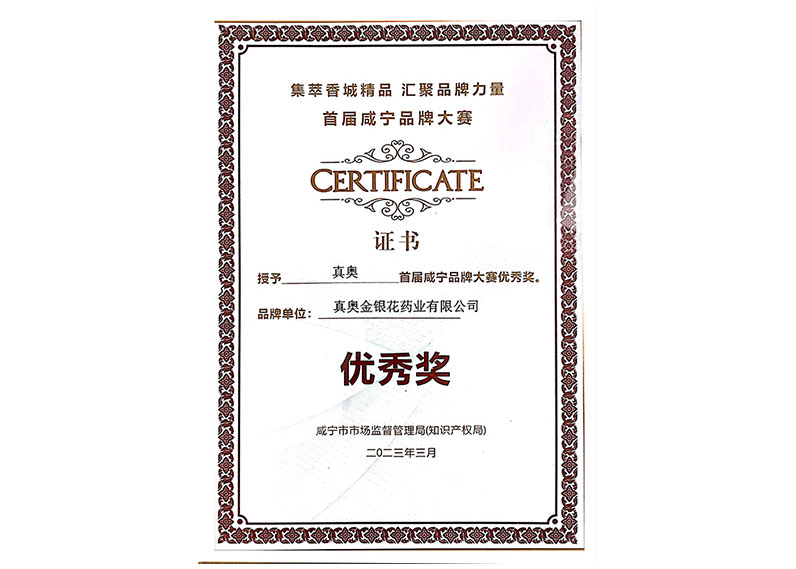 首届咸宁品牌大赛2023年优秀奖